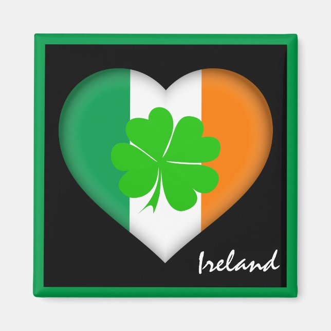 Ireland & Irish Heart, Shamrock Irish flag /sports Magnet (Front)