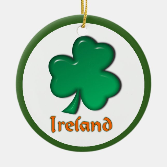 Ireland Irish Shamrock Ceramic Tree Decoration (Front)