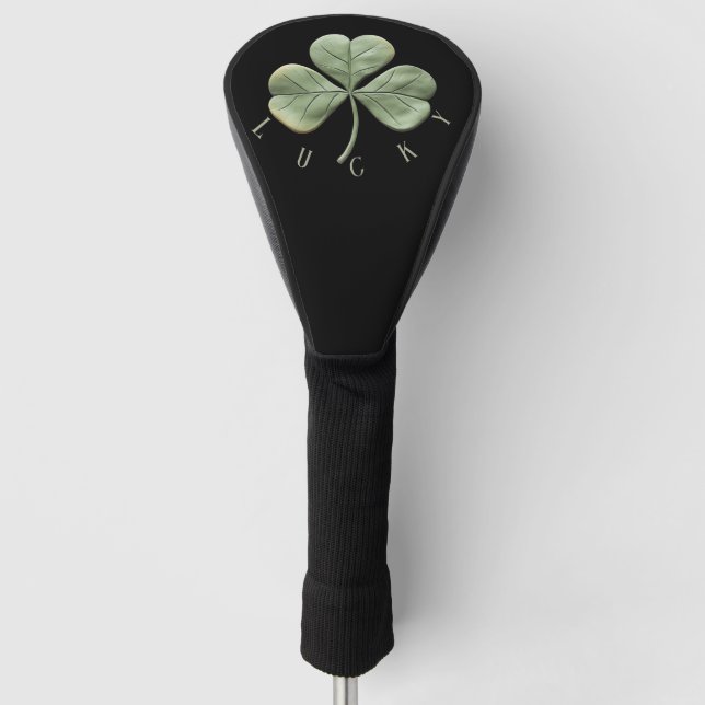 Ireland Irish Shamrock Lucky Black Golf Head Cover (Front)