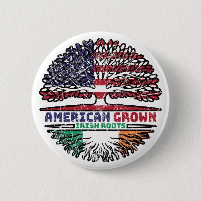 Ireland Irish US American USA United States Tree 6 Cm Round Badge (Front)