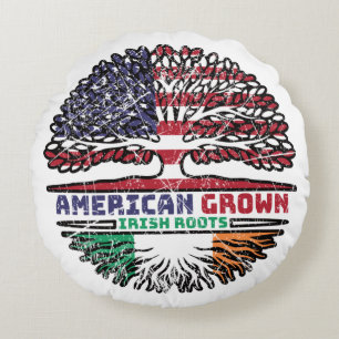 Ireland Irish US American USA United States Tree Round Cushion
