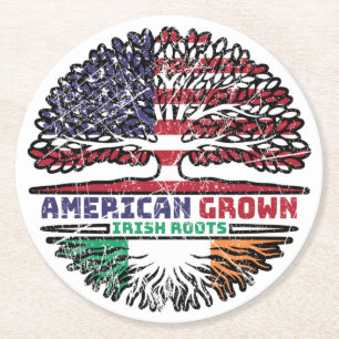 Ireland Irish US American USA United States Tree Round Paper Coaster