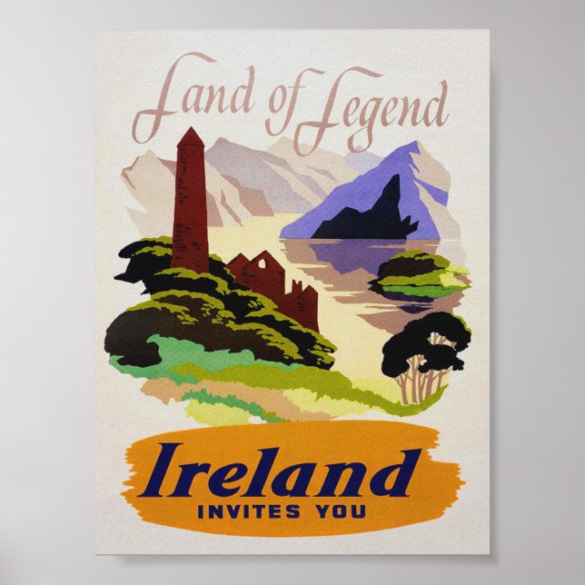 Ireland, Land of Legend, Vintage Travel Poster (Front)
