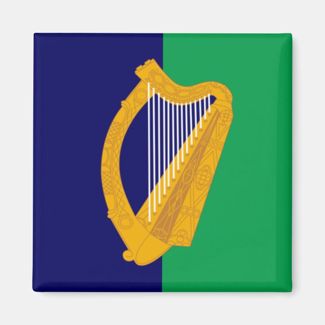 Ireland Magnet - Harp on Blue & Green (Front)