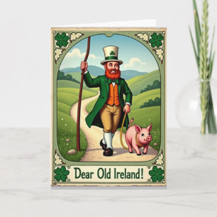 Ireland Man And Pig Fun Day Card