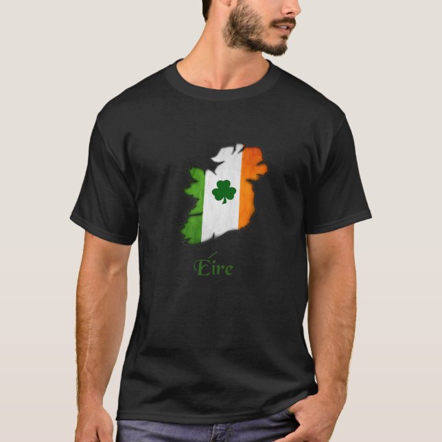 Ireland Map And Irish Flag Tri-Colour Of Eire-St P T-Shirt (Front)