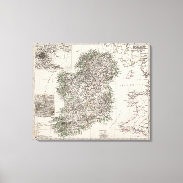 Ireland Map by Stieler Canvas Print (Front)