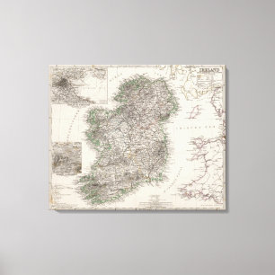 Ireland Map by Stieler Canvas Print