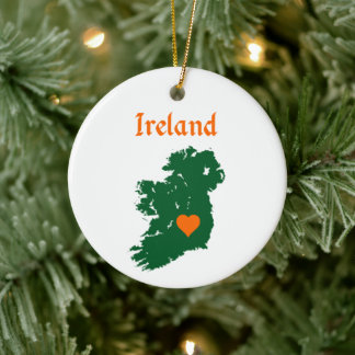 Ireland Map Ceramic Tree Decoration