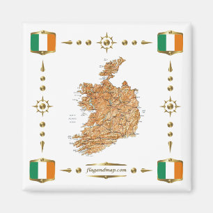 Ireland Map + Flags Magnet