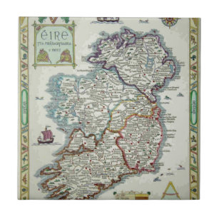 Ireland Map - Irish Eire Erin Historic Map Tile