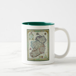 Ireland Map - Irish Eire Erin Historic Map Two-Tone Coffee Mug