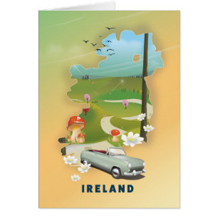 Ireland map vintage travel poster