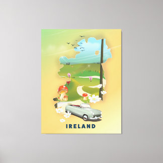 Ireland map vintage travel poster canvas print
