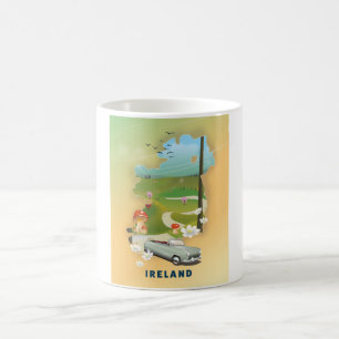 Ireland map vintage travel poster coffee mug