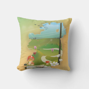 Ireland map vintage travel poster cushion