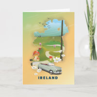 Ireland map vintage travel poster