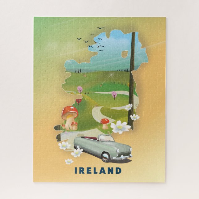 Ireland map vintage travel poster jigsaw puzzle (Vertical)