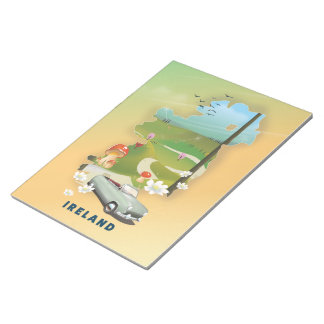 Ireland map vintage travel poster notepad