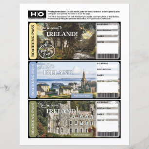 Ireland Mock Ticket for Travel and Events
