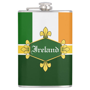 Ireland National flag, Customise with name Hip Flask