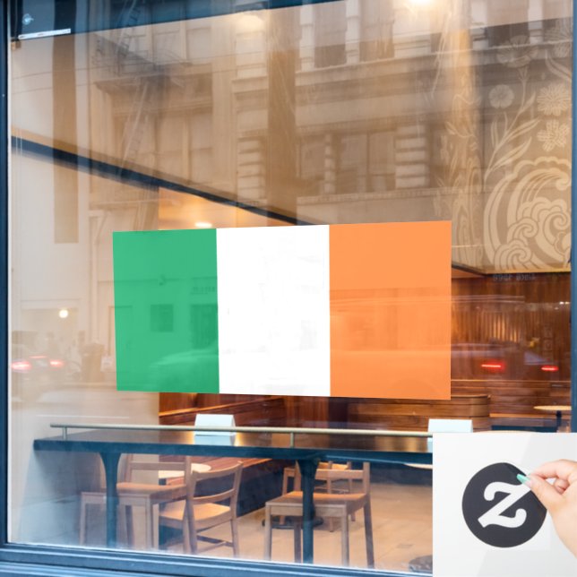 Ireland National Flag, Irish standard, Banner Window Cling (Cafe Window)