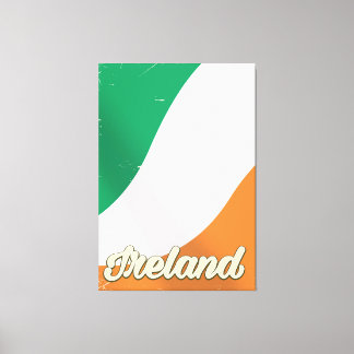 Ireland National Flag retro travel poster Canvas Print