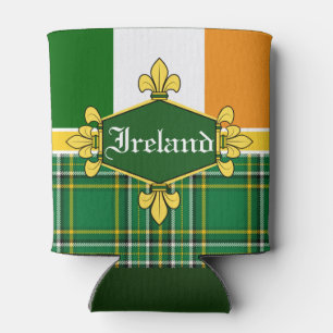 Ireland National flag, Tartan, Customise the name Can Cooler