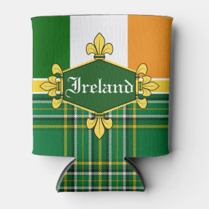 Ireland National flag, Tartan, Customise the name Can Cooler