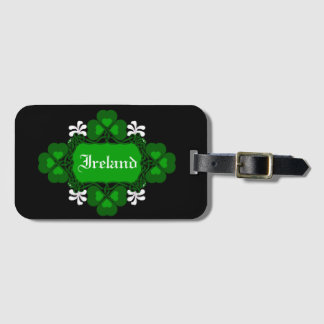Ireland National Shamrock white flower-Custom name Luggage Tag