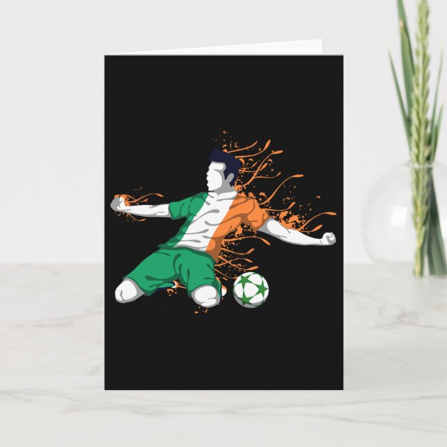 Ireland National Soccer - Irish Flag Footbyll Love Card (Front)