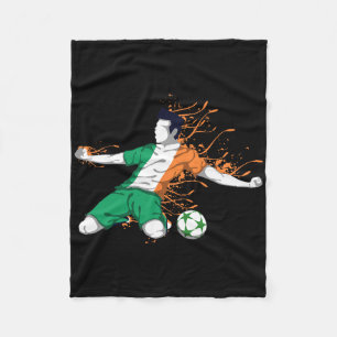 Ireland National Soccer - Irish Flag Footbyll Love Fleece Blanket