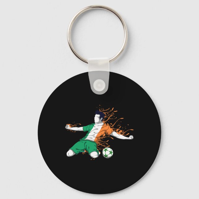 Ireland National Soccer - Irish Flag Footbyll Love Key Ring (Front)