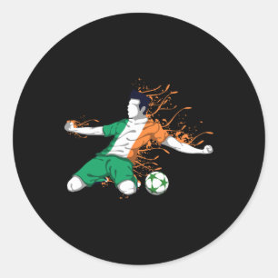 Ireland National Soccer - Irish Flag Footll Lover  Classic Round Sticker