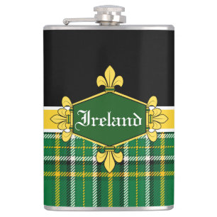 Ireland National tartan, Customise with name Hip Flask