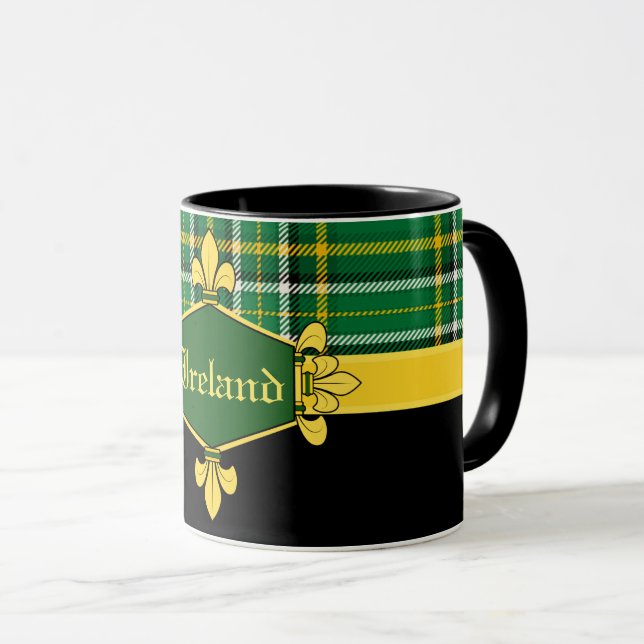 Ireland National Tartan, Customise with name Mug (Front Right)
