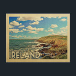Ireland Ocean Cliffs Vintage Travel Postcard<br><div class="desc">Ireland design in Vintage Travel style featuring the Irish coast with sweeping cliffs,  ocean and blue sky.</div>