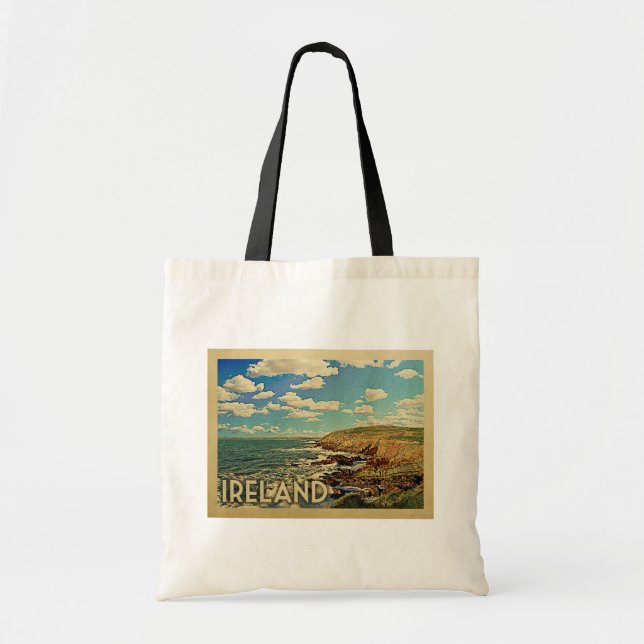 Ireland Ocean Cliffs Vintage Travel Tote Bag (Front)