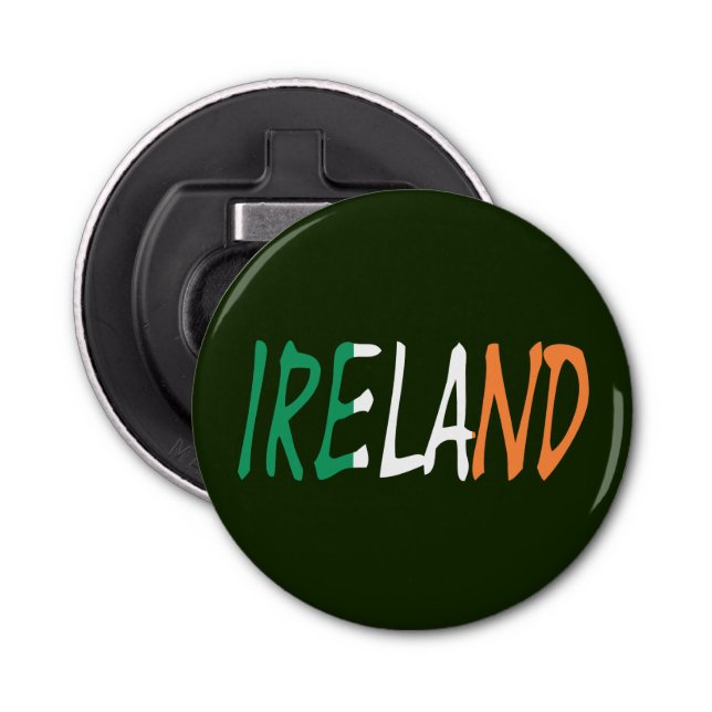 Ireland overlaid on Irish Flag bocnt Bottle Opener (Front)