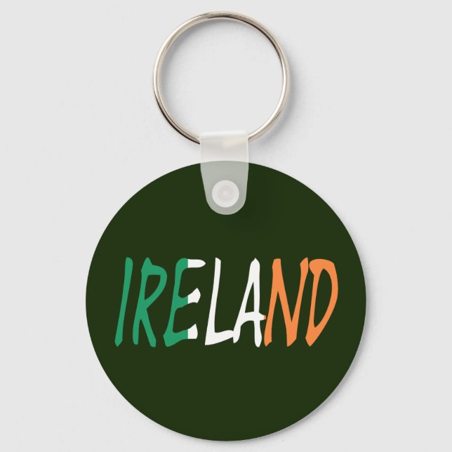 Ireland overlaid on Irish Flag kccnt Key Ring (Front)