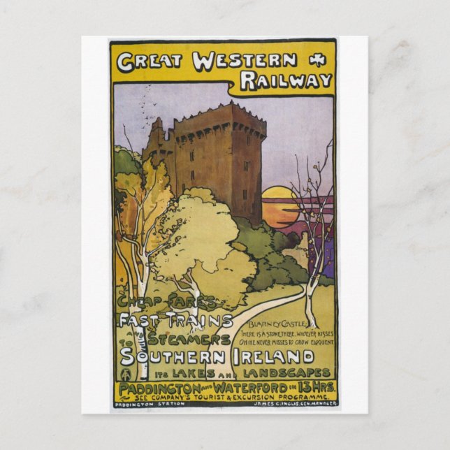 Ireland Paddington Railway Vintage Travel Postcard (Front)