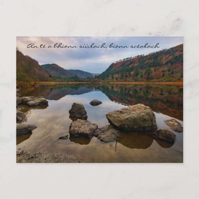 Ireland Photographic River Scene with gaelic quote Postcard (Front)