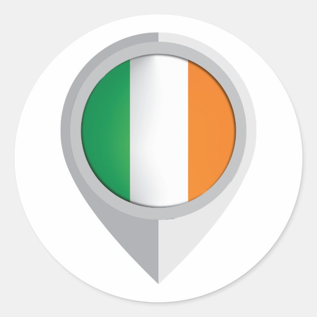 Ireland Pin Location Flag Classic Round Sticker (Front)