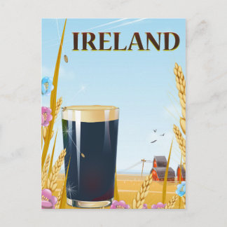 Ireland pint landscape travel poster postcard