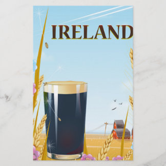 Ireland pint landscape travel poster stationery