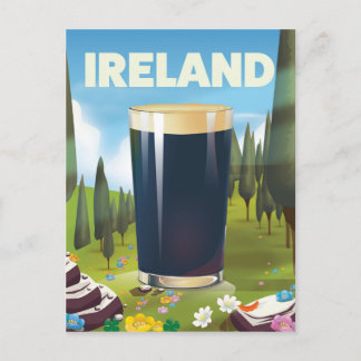 Ireland Pint Travel poster Postcard