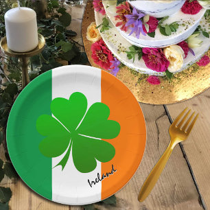 Ireland plates, Shamrock, Irish flag party /sports Paper Plate