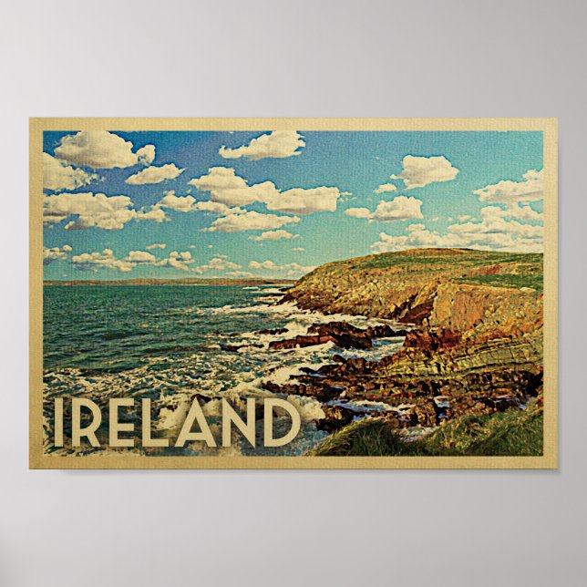 Ireland Poster Vintage Travel Print Irish Coast (Front)