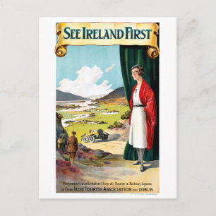 Ireland Restored Vintage Travel Poster Postcard