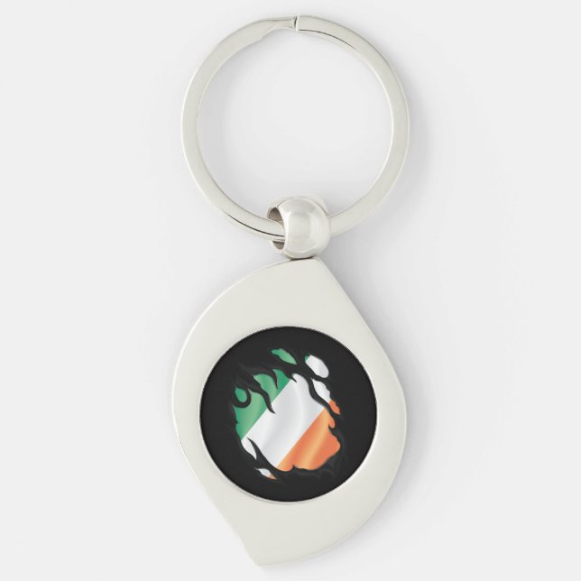 Ireland Ripped Flag Key Ring (Front)